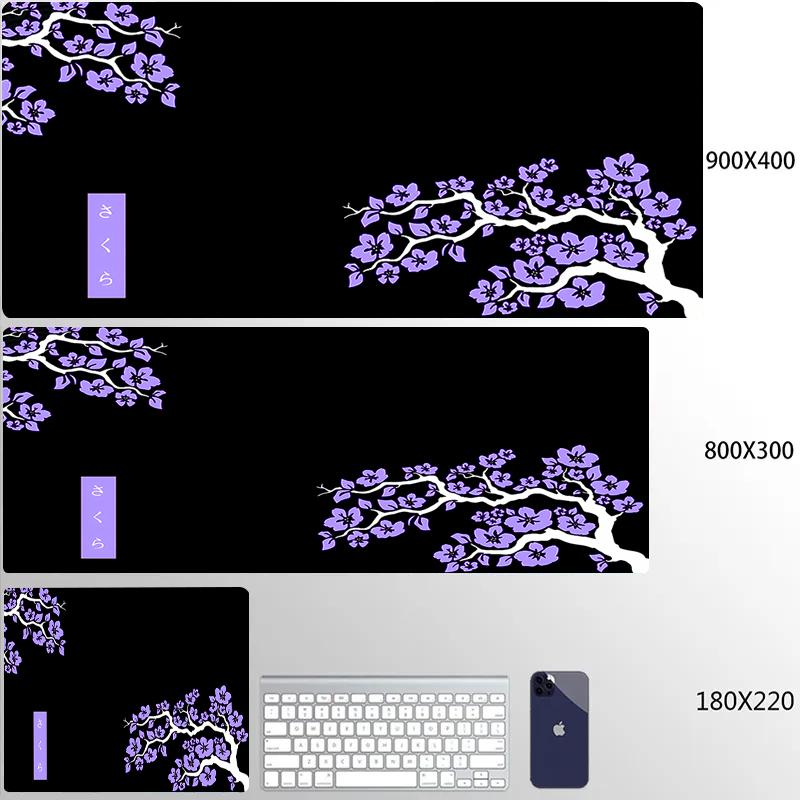 Anime Rote Sakura Mauspad Schreibtischmatte Mit Verriegelungsrand Gaming Zubehör Prime Gaming XXL Mauspad Tastaturmatten Naht Polstermatte