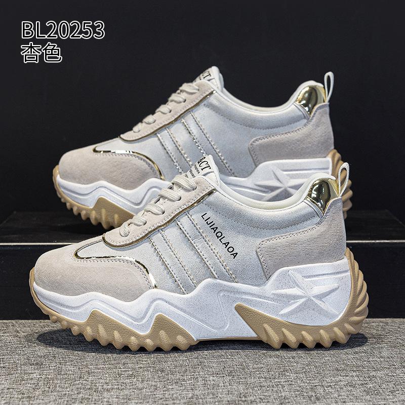 Dad Shoes Frühling und Herbst Neu Dicke Sohle Höherlegung Kleine Forrest Gump Schuhe Sport Leder Atmungsaktiv Freizeit Schuhe