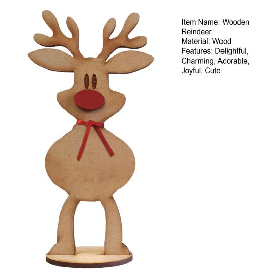 Christmas Freestanding Reindeer Holiday Wooden Standing Reindeer Tabletop Decoration for Xmas Dinner Table Decor
