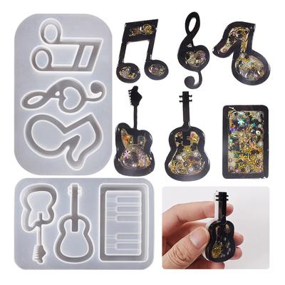 Instrument Note Resin Shaker Molds Handmade Pendant Decoration Silicone Molds Quicksand Keychain Mold Easy To Clean