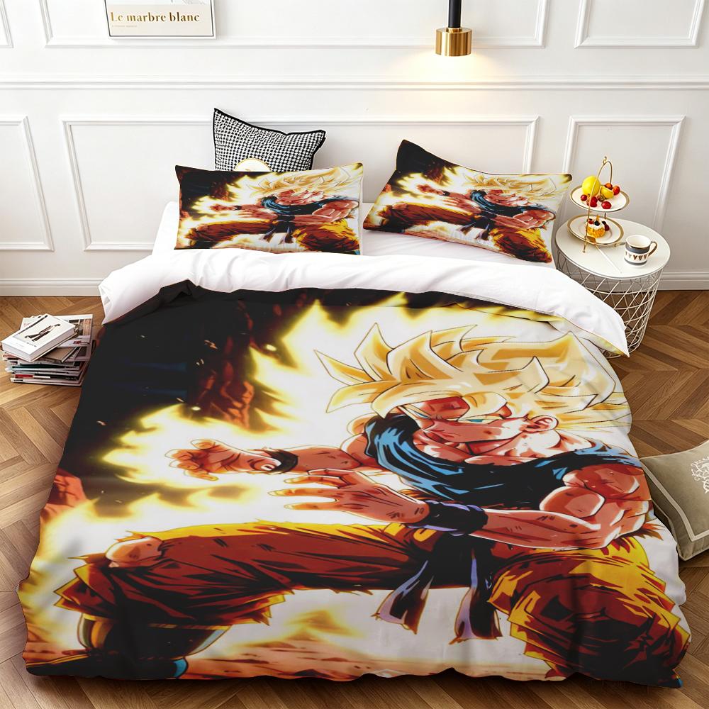 3Pcs Duvet Cover Dragon Ball Goku Cartoon Bedding Set Quilt Cover For Bedroom Home Decor Queen King Size