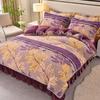 Cozy Flannel 230g Milk Velvet Printed Bed Set with Skirt - New Autumn/Winter Collection, Hot Seller