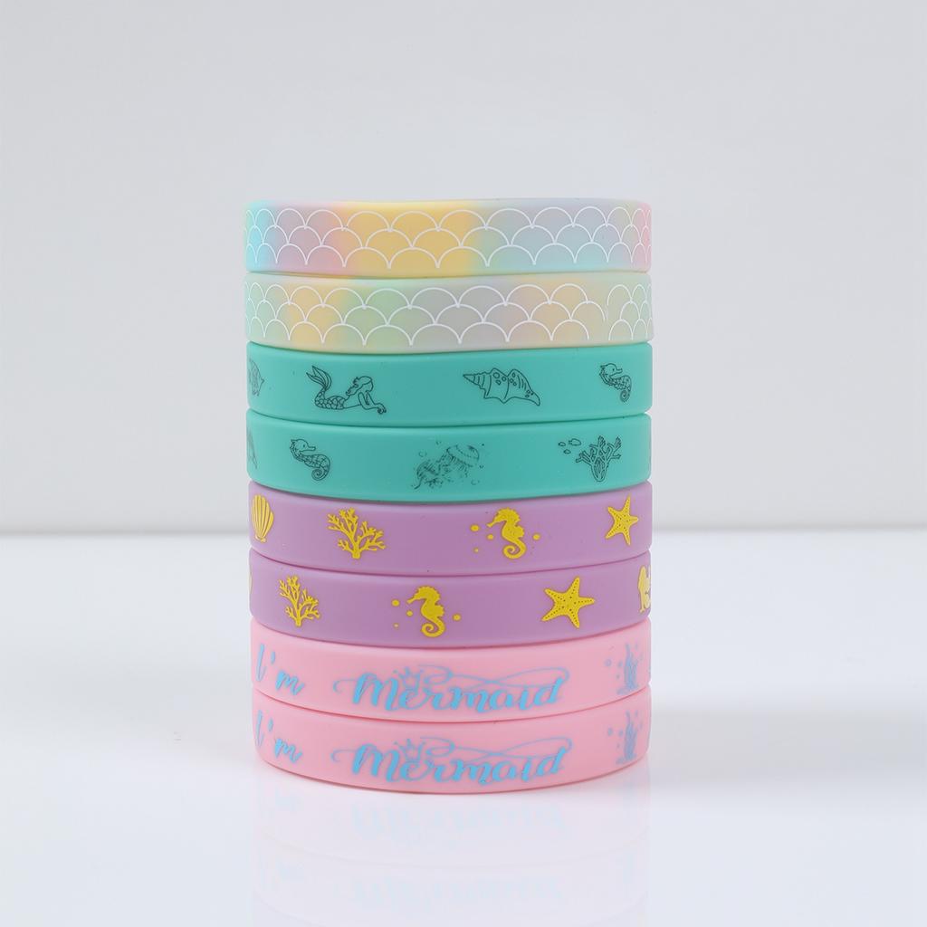 8 stücke Meerjungfrau Silikon Armbänder Geburtstag Party Favors Mädchen Jungen Goodies Bag Füllstoff Unter Dem Meer Armband Schule Belohnung Geschenke