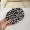 Sparkling Rhinestone Evening Clutch Bag Women Hard Box Style Crossbody Purse In Black Gold
