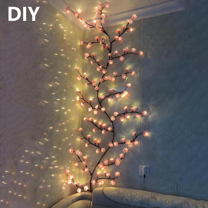 96LEDs Cherry Blossom String Lights USB Powered 8 Modes DIY Home Bedroom Party Wedding Christmas Festive Decor Light 1.9M/6.23ft