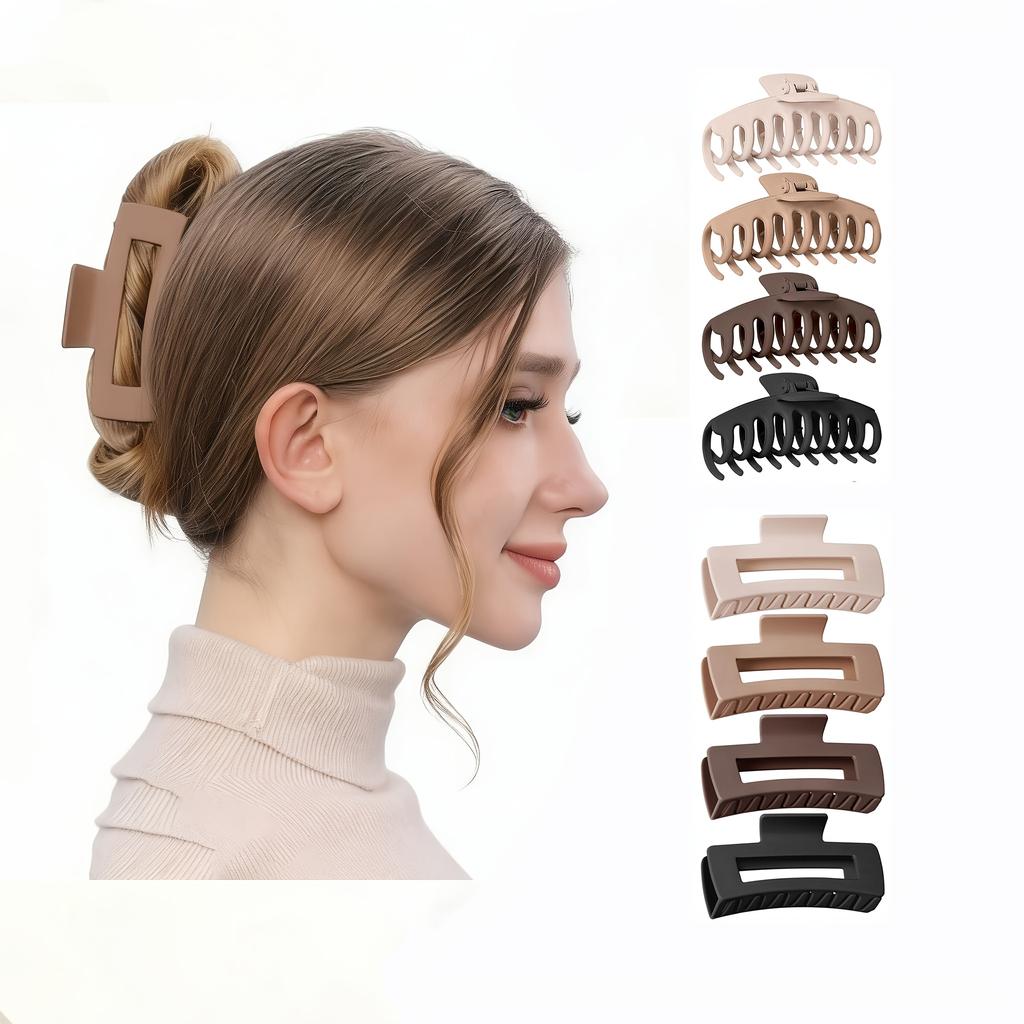 8 Stück Haarspangen für Damen 4,3 Zoll Große Haarklammern für Damen Dünnes Dickes Lockiges Haar, Große Matte Bananenclips, Starker Halt