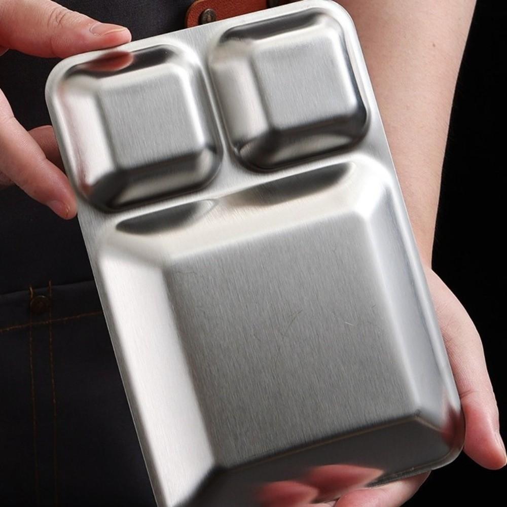 Stainless Steel Divided Dinner Tray 3/5 Grids Divided Dip Bowls French Fries Plate  Restaurant Use