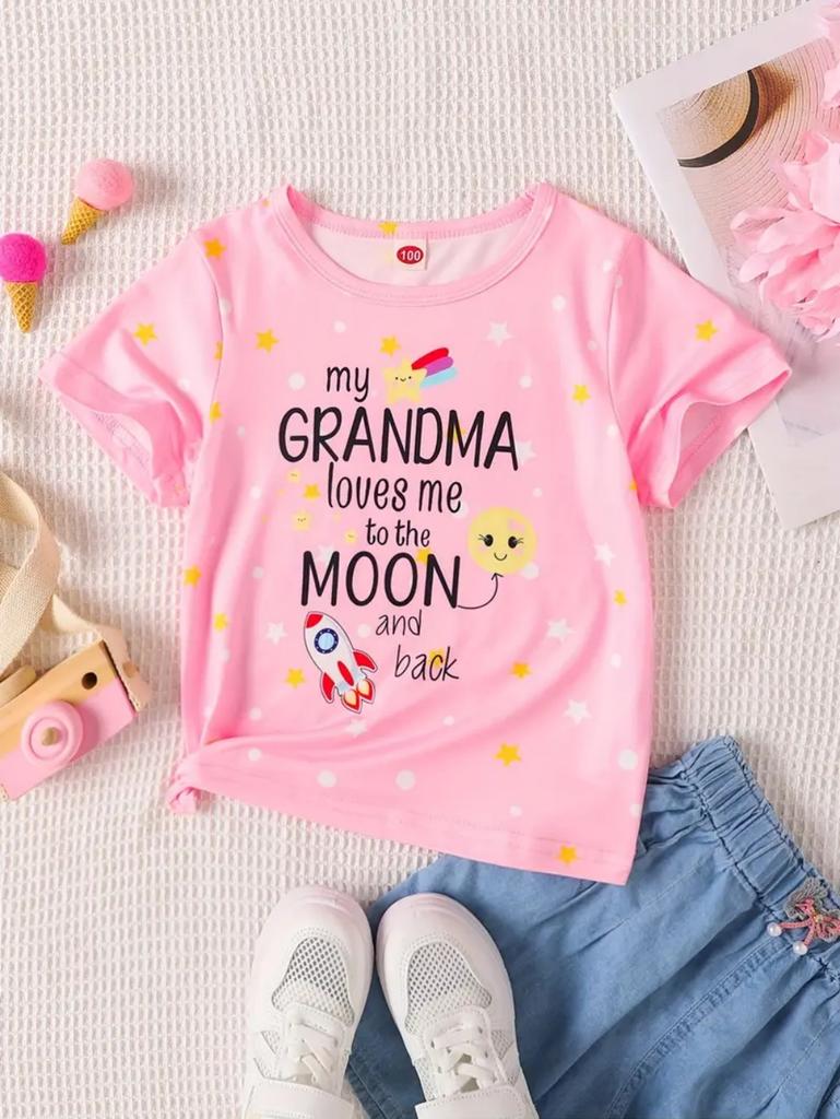 T-Shirts for Children Cool Style English Print Round Neck Comfort Short Tops Outdoor Activities Quick-Drying T-Shirt for Girls