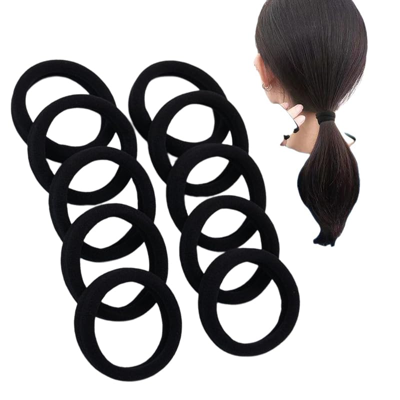 Hair tie black rubber band no marks ponytail ring high elasticity holder thick stylish accessory outer diameter 4cm (standard circular)