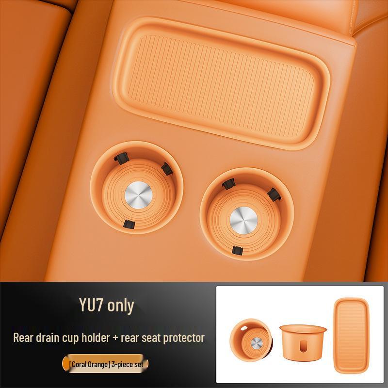 25 YU7 Rear Seat Storage Mat: Silicone Pad Cup Holder & Protective Car Accessory