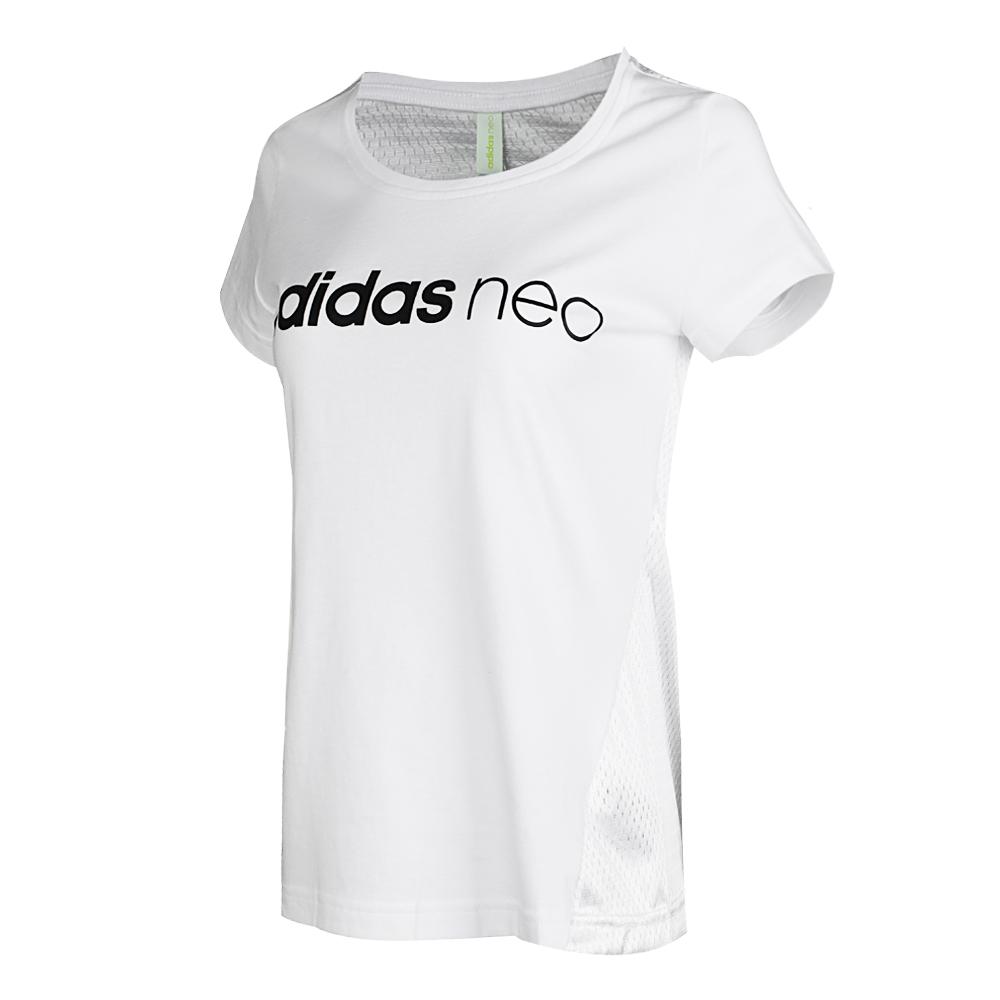 Adidas Série Neo Basic T-shirt décontracté à manches courtes et col rond avec motif lettre pour femme Blanc CD6649