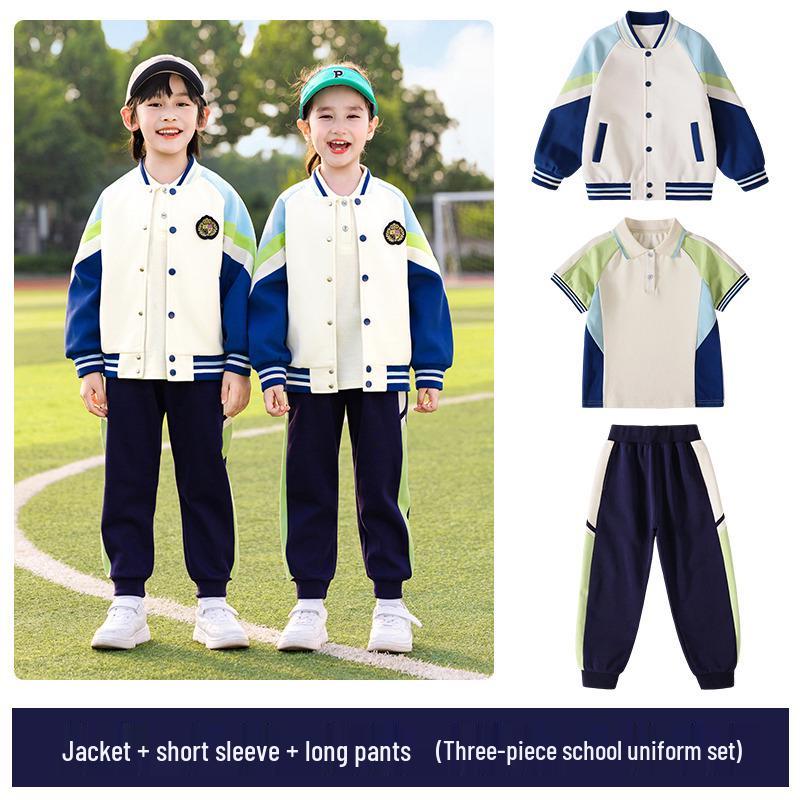 Children's Fleece-lined Windproof Outdoor Uniform Set for Kindergarten & Elementary (Autumn/Winter)