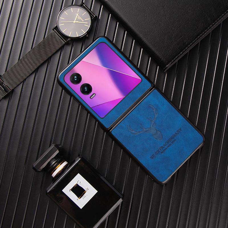 

Для Infinix Zero Flip кожаный противоударный чехол для телефона для Infinix Zero Flip мультяшный олень голова кобура защитный чехол для INFINIX Zero Flip For Infinix Zero Flip синий