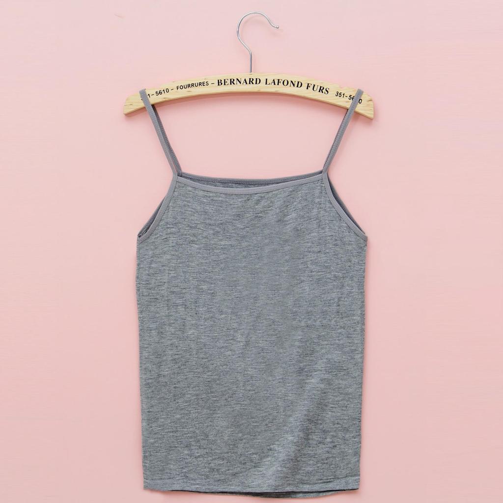 Women Summer Slim Camisole Vest Suspenders U-Neck Inside Loose Bottoming Shirt Short Inner Solid Color