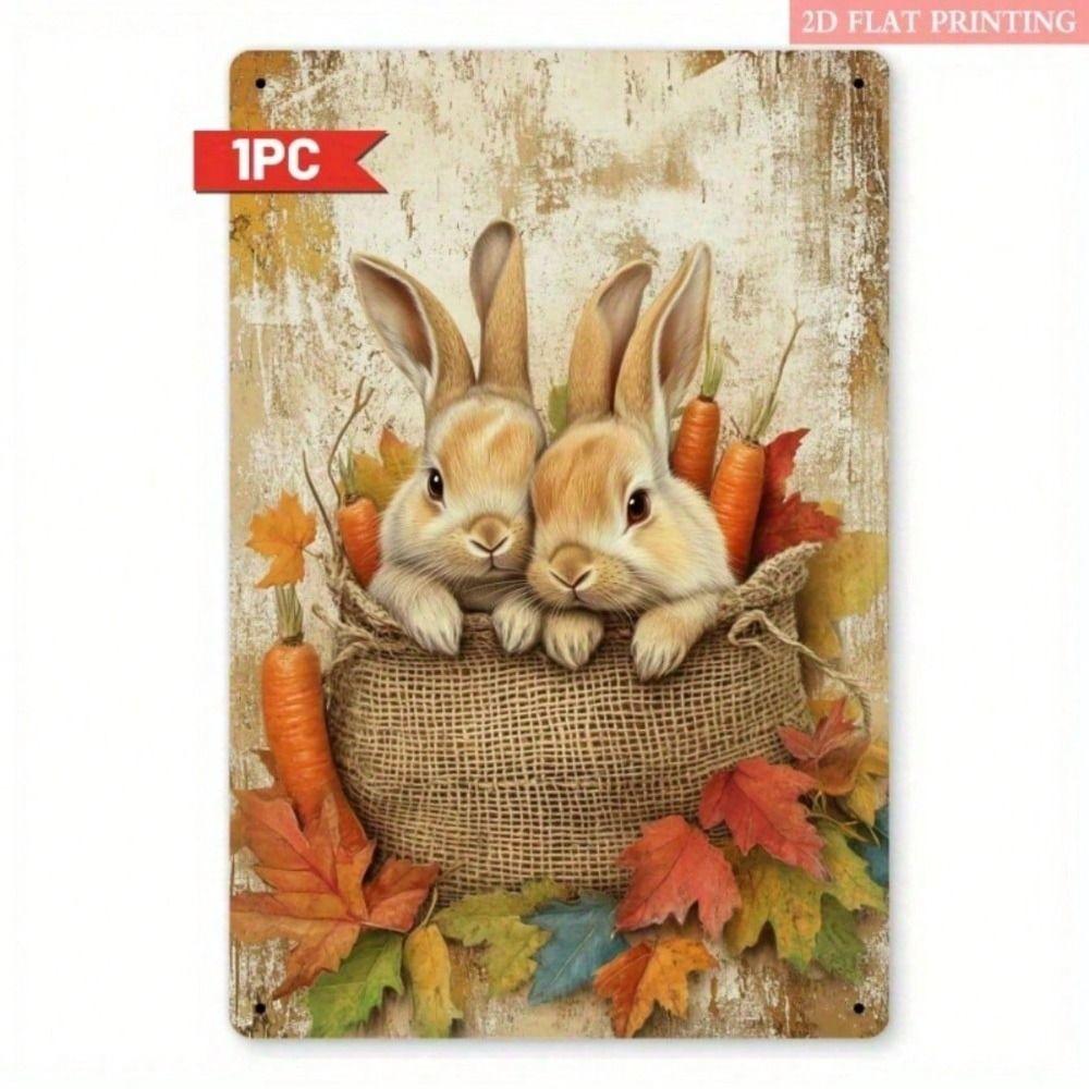 Vintage Rabbit Carrot Metal Poster Wall Art Kitchen Decor