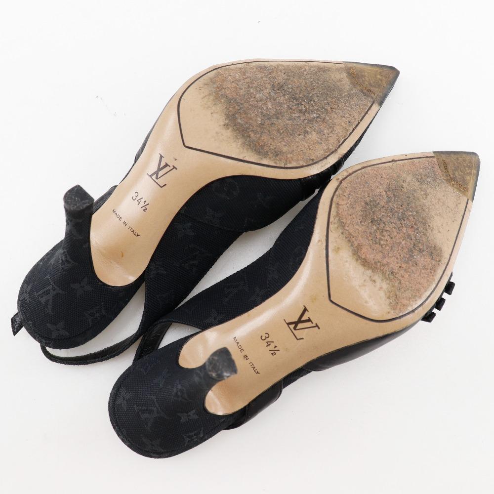 Louis Vuitton Lodičky s páskem Monogram černé plátno/kůže Dámské Použité