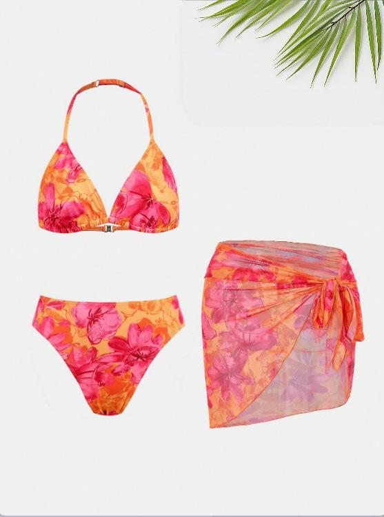 Сексуальный женский трехсекционный бикини с сетчатой юбкой - Европейский и американский стиль Extra Large