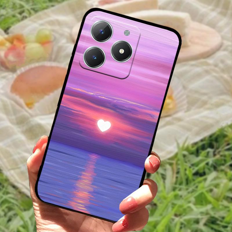 For Realme C61 4G Case Fashion Cartoon Black Silicone Soft TPU Back Cover For Oppo Realme C63 Protective Fundas Coque Cases