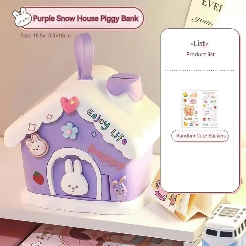 1Pc New Cute Snowy House Money Storage Can Ins High Beauty Toys Small House Creativity Can Store Large Capacity Christmas Gifts