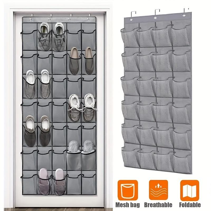 Over The Door Shoe Storage Rack With 24/28 Deep Mesh Pockets, Shoe Storage Bag, Household Storage Organizer For Bedroom, Bathroom, Living Room, Home