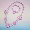 2pcs/Set Fashion Natural Wood Beads Jewelry Cute Animal Pattern Necklace Bracelet For Children Party Jewelry Girl Birthday Gift