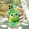 Phone Case: 2D flat design suitable for iPhone 18 17 16 15 14 13 Pro protective case, green little frog head, perfect Christmas and Halloween holiday 