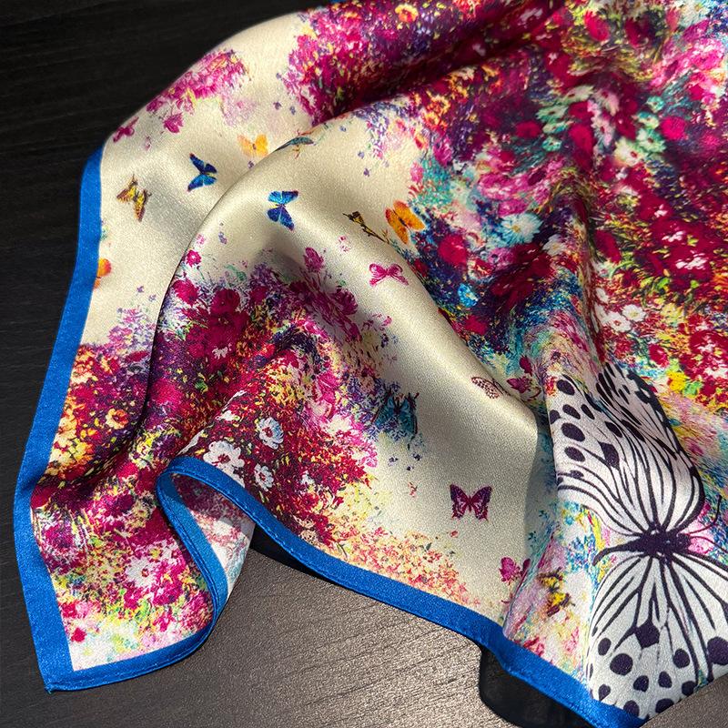 Yto Scarf Women's 100% Natural Silk Square Scarf Neck Bandana Elegant Scarves Summer Headkerchief Shawl Wrap Hijab Beach 53Cm