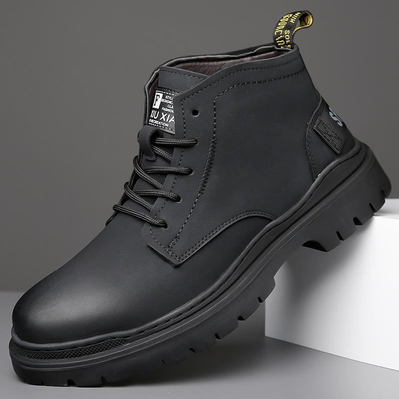 Autumn and winter Martin boots men's leather casual tooling boots men's fashion versatile short boots platform leather boots tide