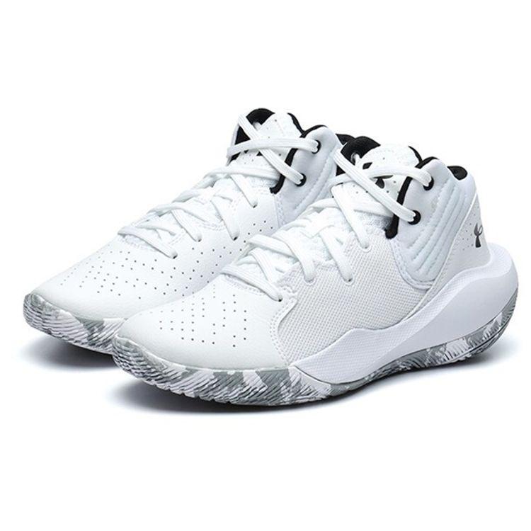 Under Armour Jet 21 Syn Anti-Slip Durable Mid-Top Basketball Shoes Kids Sneakers White 3025349-103