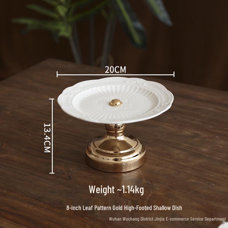 European Ceramic High-Foot Fruit Bowl and Pastry Stand - Light Luxury Cake and Snack Dessert Plate