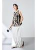 Summer 100% Mulberry Silk Printed Sleeveless Top - Chinese Style Loose Fit Versatile Blouse (Model 1561)