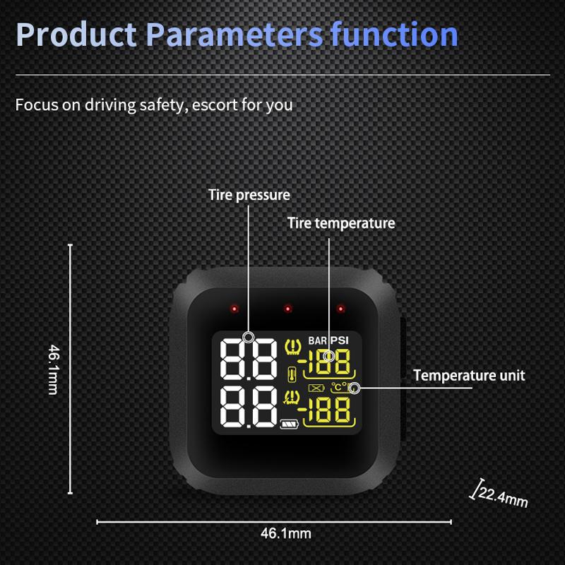 CAREUD Motorcycle TPMS Tyre Pressure Monitoring System LCD Display Magnetic charging With Internal/External Pressure Sensors