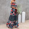 Women Dress Floral Print Off Shoulder Temperament Strapless Slim-fitting Sundress for Party