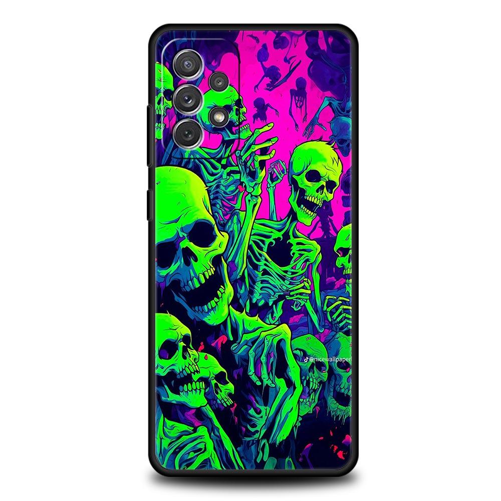 Skeleton Skull Phone Case for Samsung Galaxy A55 A35 A17 A07 A15 A13 A25 A51 A71 A72 A73 A32 A52 A52S A41 5G Soft TPU Shell Bags