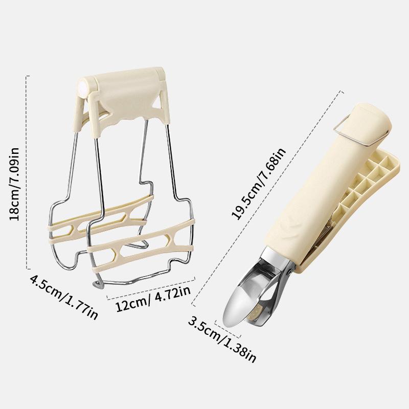 2Pcs Kitchen Stainless Steel Anti-Scalding Clips Portable Bowl Clamp Non-Slip Pan Gripper Kitchen Pot Clips Cooking Baking Tool