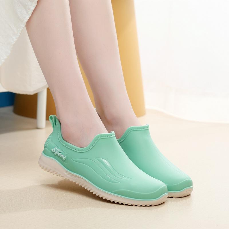 European and American Shallow Mouth Rain Shoes Female Internet Celebrity Fashion Low-top Short Tube Non-slip Waterproof Shoes Kitchen Work Rubber Shoe