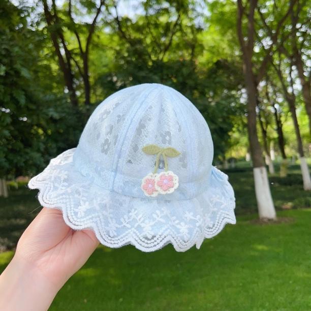 

Baby Summer Sun Hat With Wide Brim And Adjustable Lace For Sun Protection синій
