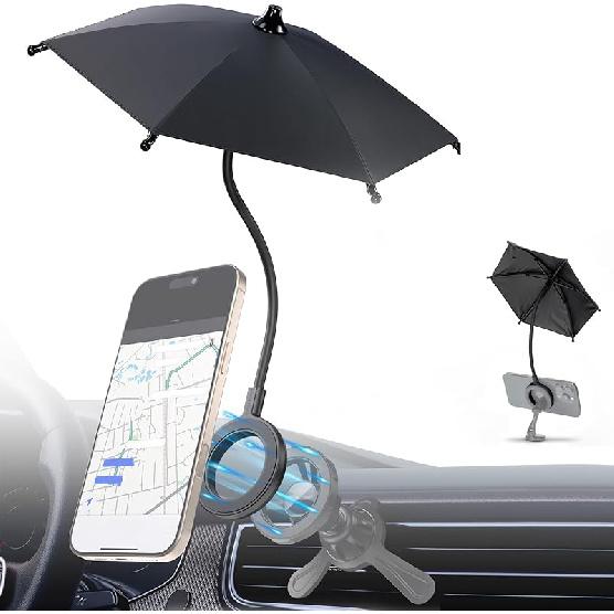Magnetic Phone Umbrella for Sun,Outdoor Phone Sun Shade Shield with Flexible Angle Design & Rotatable Phone Ring,Umbrella for iPhone 17 Air 16 15 14