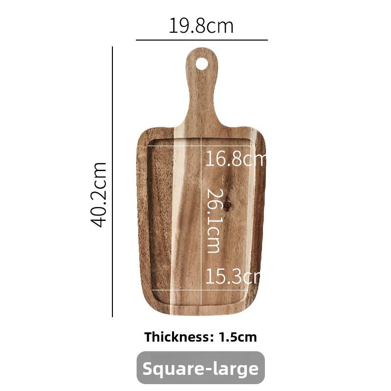 Wooden Steak Plate Japanese Style Rectangular Tray for Breakfast Pizza Serving Dish