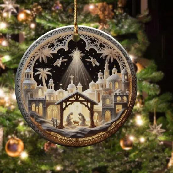 Acrylic Pendant Christmas Decoration with Lanyard Easy To Hang Nativity