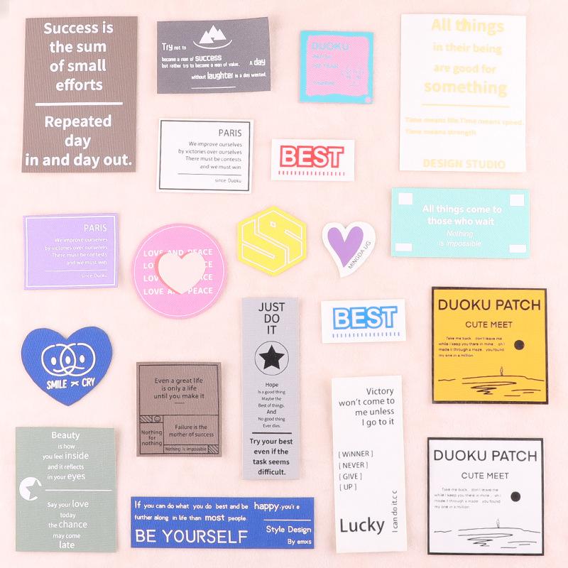 Hole Repair Sticker Accessories Offset Printing Flower Cloth Label Self-Adhesive Leather Jacket Down Jacket Patch Sticker English Letter Cloth Sticker