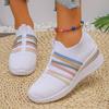 Summer new fly-woven breathable wedge heel single shoes women's large size casual one-pedal sports single shoes