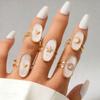 Finger Ring Oval Design Adjustable Opening Enamel Process Women Ring Multi-Symbol Design Hearts Stars Moons Pattern