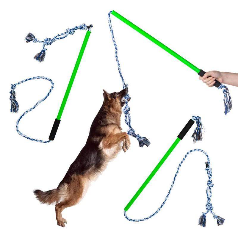 Interactive Dog Rope Toy With Knots Teething Relief Mental Stimulation - Small 40cm Medium 60cm Large 80cm Rabbit Fur