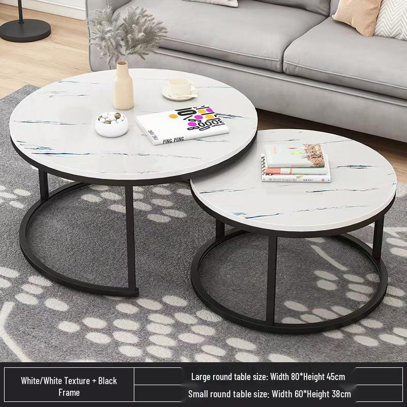 Compact Wrought Iron and Particleboard Coffee Table with Sintered Stone Surface