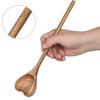 Portable Premium Love Wooden Spoon Long Handle Ergonomic Design Heart Spoons Simple Wooden Teaspoon For Tea Honey Desserts
