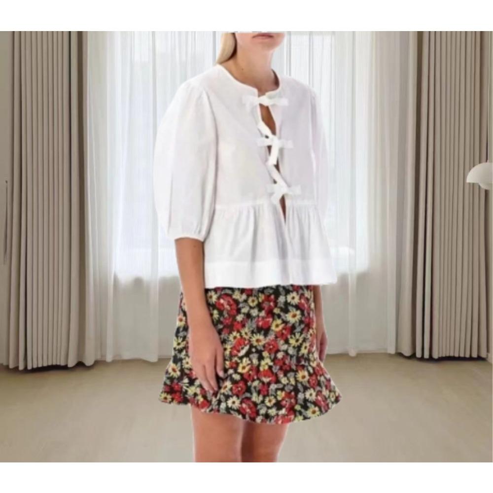 HNXC Dámská móda Ležérní Letní Jarní Halenky a Košile s 1/2 rukávem a kulatým výstřihem