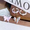 Niche Sweet And Gentle Purple Enamel Oil Drop Butterfly Open Ring High Sense Letter H Inlaid Zircon Ring Female