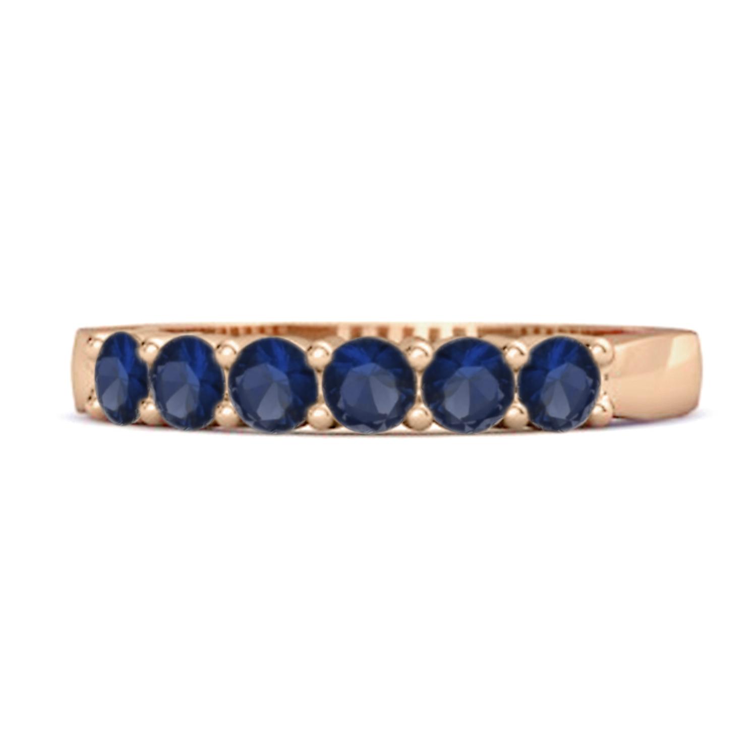 

Blue Sapphire Half Eternity Band Ring - 925 Sterling Silver Rose Gold Vermeil 7.5 Яскраво-рожевий