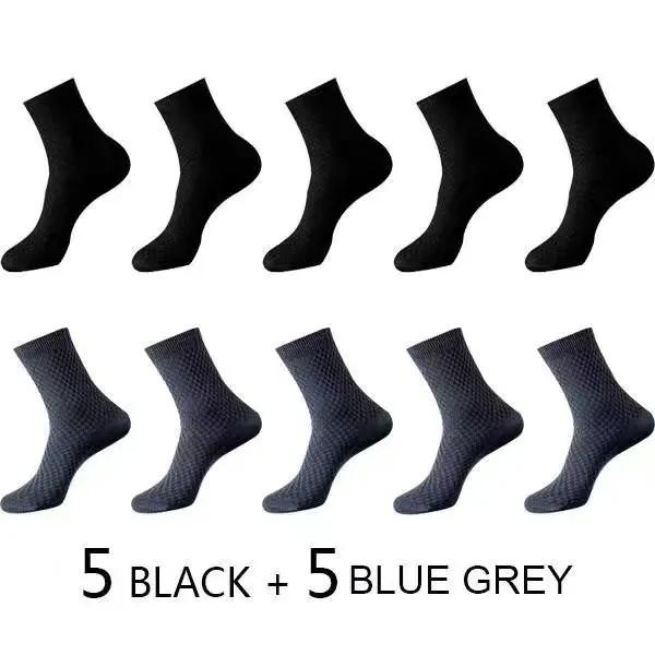 10Pairs/Men's Bamboo Fiber Socks Classic Business Office Stockings Breathable Deodorant Feet Men's Dress Socks Plus-size EU39-45